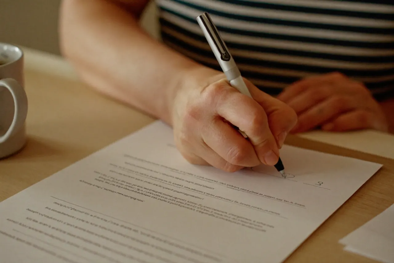 An installer handing over a written guarantee document